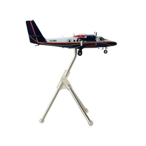 GeminiJets G2WIA1035 1 to 200 Scale De Havilland DHC-6-300 Commercial Aircraft with Flaps Down Winair White & Blue with Red Stripes Gemini 200 Series Diecast Model