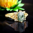 thumbnail image 3 of SHREENATHJEWELRY 9x7MM / 3.5Ct Natural Moss Agate Ring- Moissanite Nature Inspired Ring Yellow Gold Bridal Wedding Jewelry Green Gemstone Ring Birthday Gift For Daughter, 3 of 8