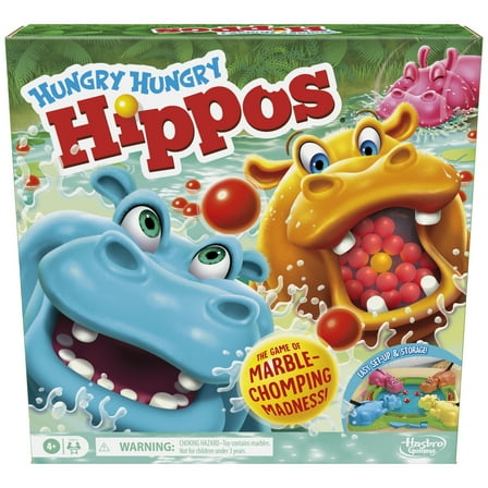 Hungry Hungry Hippos Board Game for Preschoolers, Ages 4 and up, For 2 to 4 Players