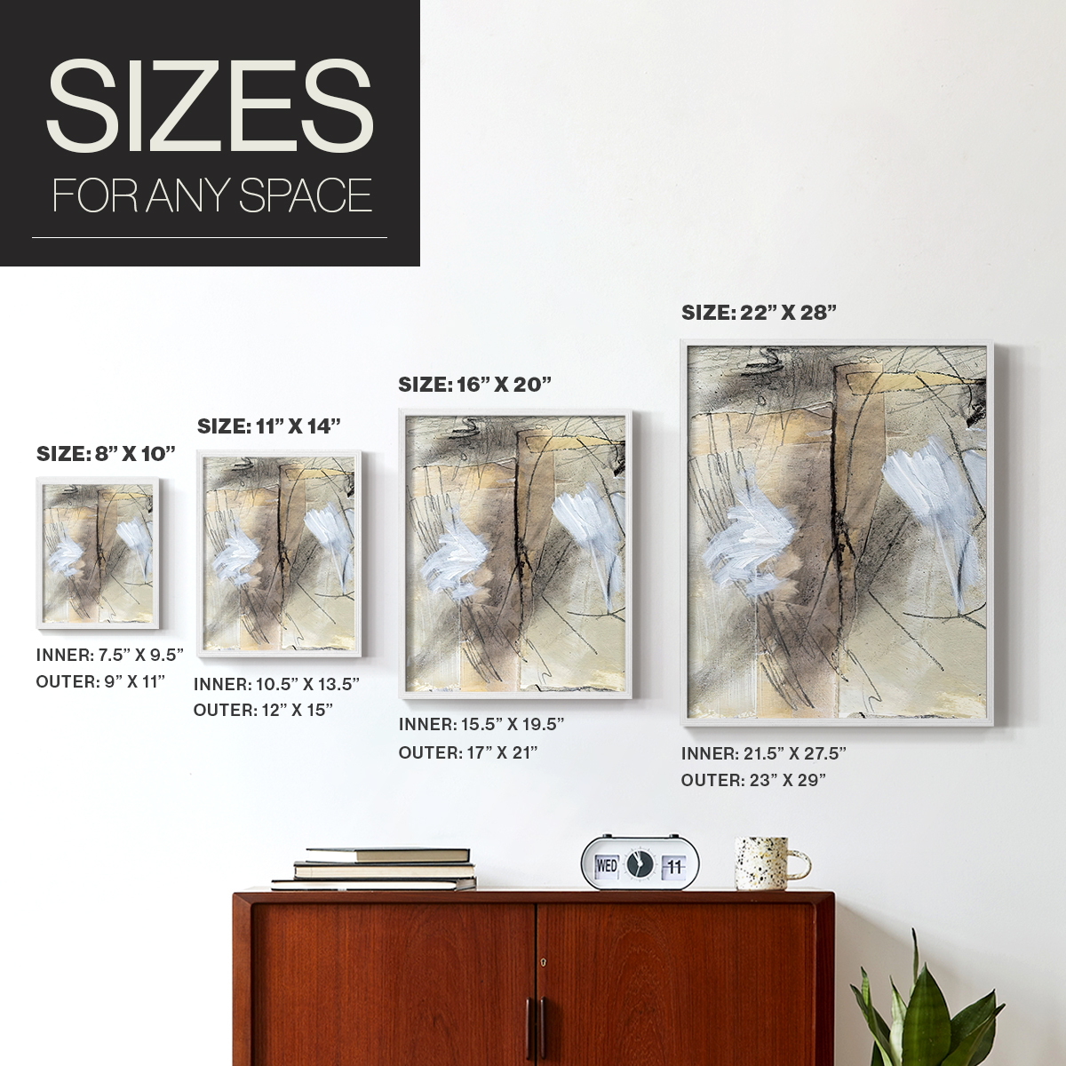 Masked Notes VIII Framed Print in White Solid Wood Framed Print No Nail Hanging