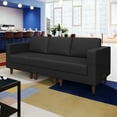 thumbnail image 6 of Flash Furniture Black LeatherSoft Middle Reception Chair with Wooden Walnut Legs with Adjustable Floor Glides, 6 of 12