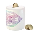 thumbnail image 3 of Hamsa Piggy Bank, Evil Eye Themed Boho Ombre Color Pattern Hamsa Hands Cosmos Mandala, Ceramic Coin Bank Money Box for Cash Saving, 3.6" X 3.2", Blue Purple, by Ambesonne, 3 of 4