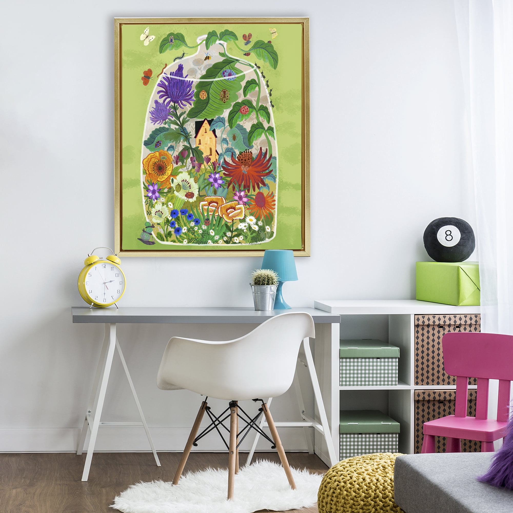 Stupell Industries Terrarium Bug Garden Gold Framed Floater Canvas Wall Art, design by Kay Widdowson
