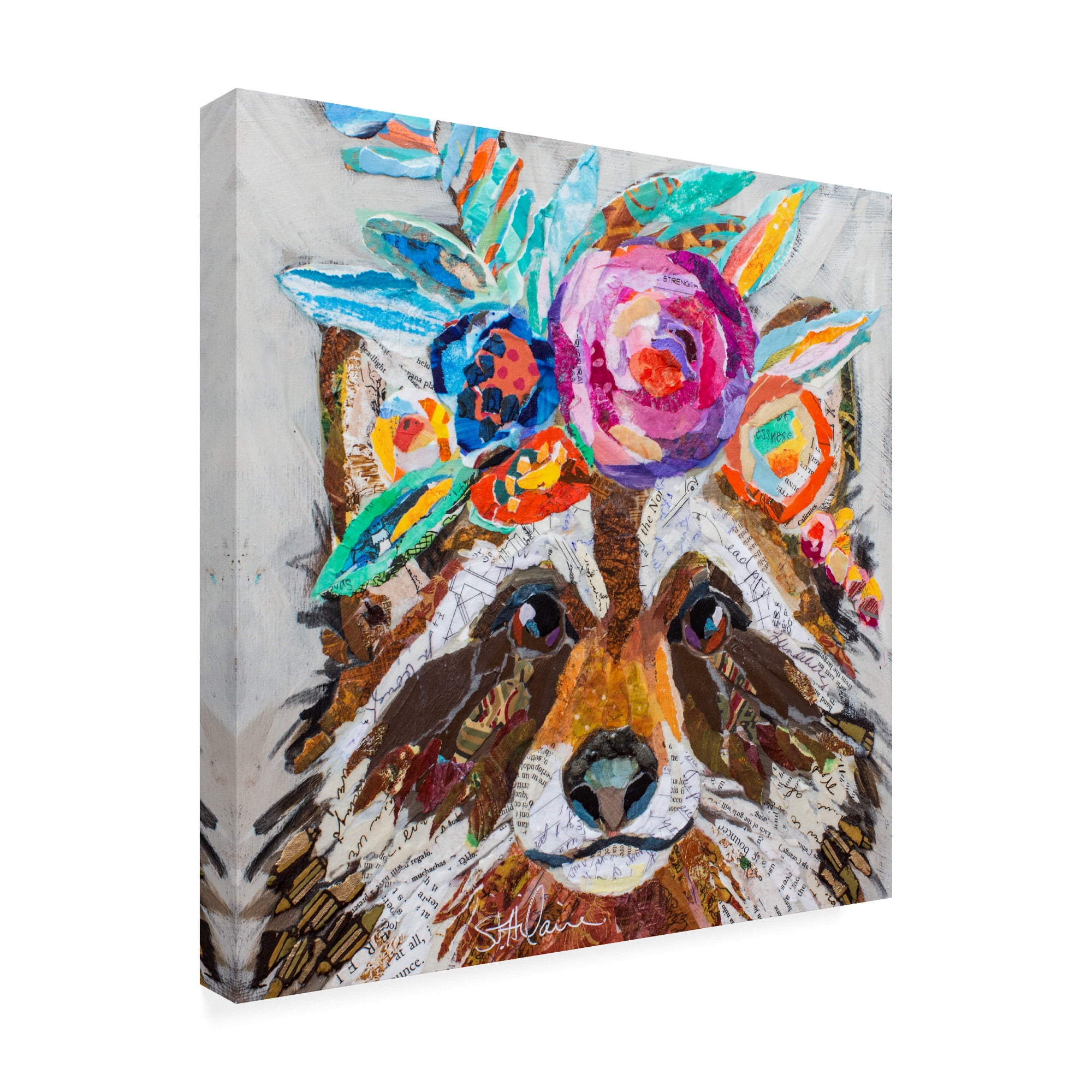 Trademark Fine Art 'Raccoon Floral' Canvas Art by Elizabeth St. Hilaire