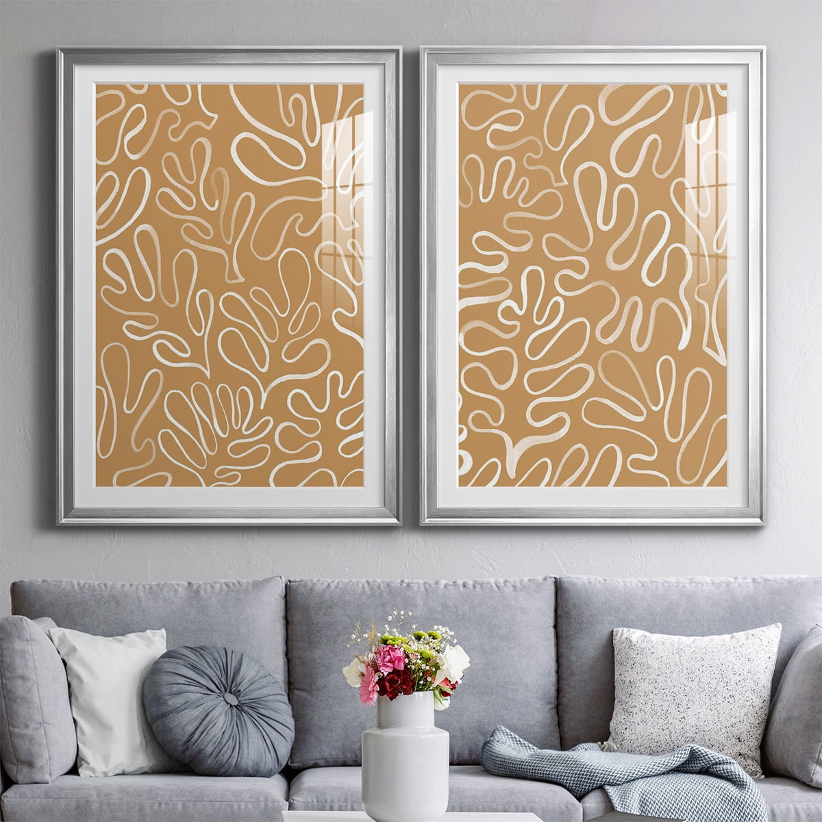 Wexford Home Matisse Pieces I Premium Framed Print, 22.5" x 30.5" - Ready to Hang, Silver (Set of 2)