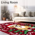 thumbnail image 2 of ODIKA 4'x6' Machine Washable Non-Slip Area Rug, Festive Puppy Holiday Welcome Entryway Decoration High Traffic Rug, Red, 623556, 2 of 7