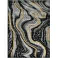 thumbnail image 2 of HR Orangish Yellow Grey Black Modern Contemporary Abstract Area Rugs Marble Pattern, 2' x 7' Runner, 2 of 6