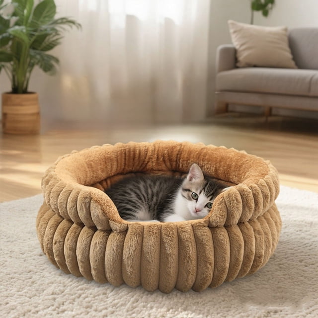 Removable Round Bed With Comfortable Opening For And Cats Soft Washable Mat Supportive Bolster Cozy For Small Medium Small to Build to Live in for Outdoors Nesting Boxes Chicken 6 Hole Pet for outside