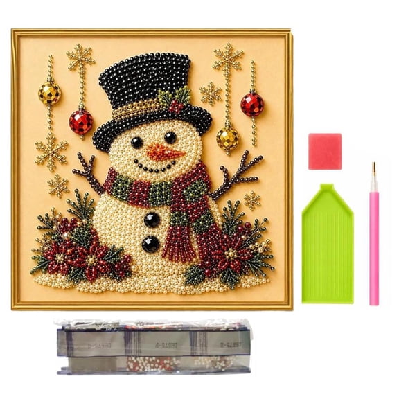 3D Pearl Christmas Wall Art Kit, DIY Christmas Pearl Art Kits for Adults, Gemstone Diamond Dots Beads, Pearl Bead Art Craft Set for Adults, Beginner DIY Seasonal Party Gift