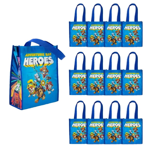 9" x 11" Medium PAW Patrol Adventure Bay Heroes Laminated Shopper Tote Bags – 12 Pc.