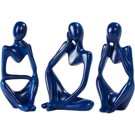 Thinker Statue Gold Decor Abstract Art Sculpture, Golden Resin Collectible Figurines for Home Living Room Office Shelf Decoration,Great Gift Ideas (Blue)