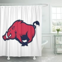 Libin Red Razorback Wild Hog Boar Mascot Pig Mad Warthog Shower Curtain 60x72 inch