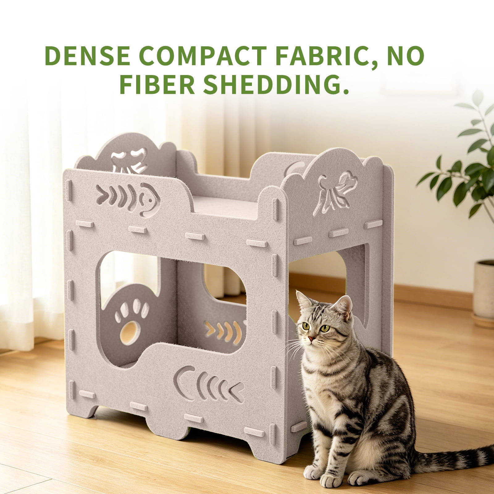 Felt Cat Bed Nest, Portable Pet Lounge House for Indoor & Outdoor Cats, Ideal for Playing Sleeping Resting, White 50x29x52cm