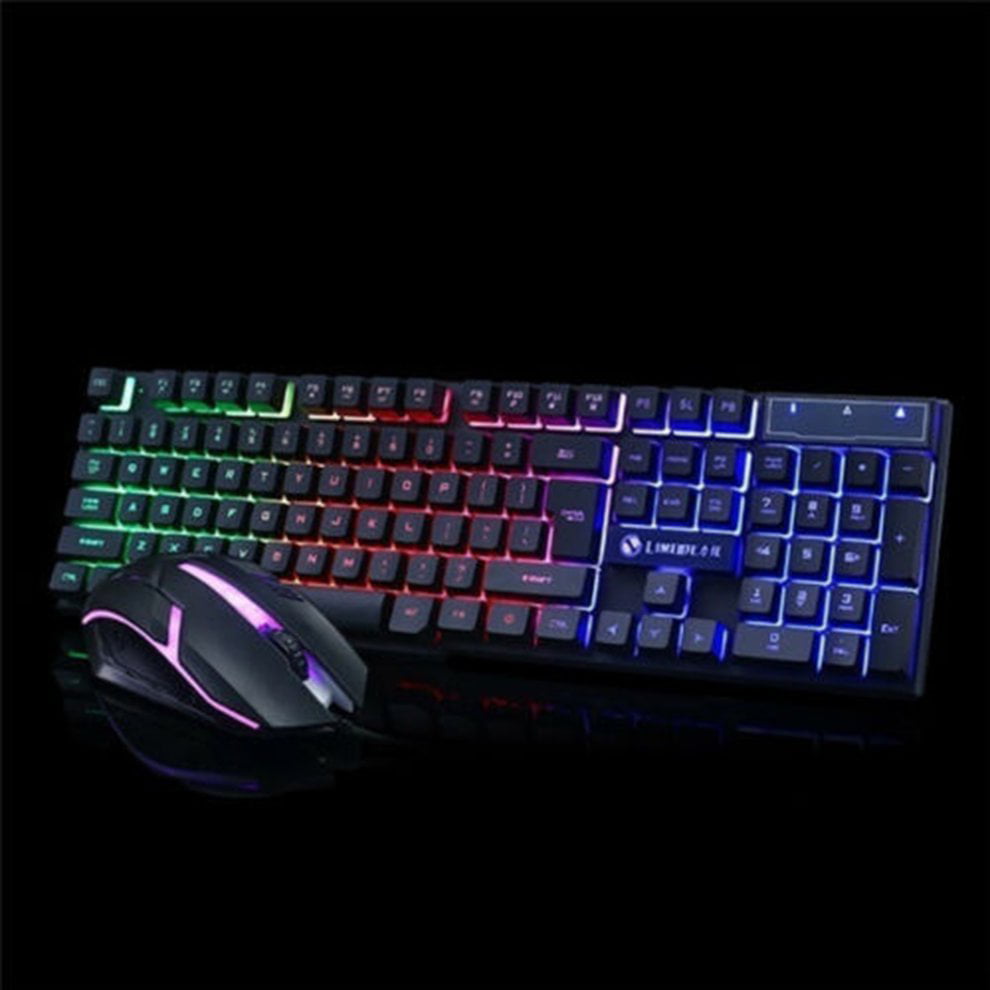 LED Glowing Computer Keyboard And Mouse Game Suite USB Wired Mechanical US STOCK 