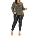 thumbnail image 2 of Agnes Orinda Women's Plus Size Sparkly Sequin Top Long Sleeve Glitter Concert Party Disco Shirt Blouse 3X Gold, 2 of 6