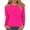 Hot Pink, variant on ShomPort Women's Tops Casual Round Neck Long Sleeve Tunic Tops Solid Color Basic T-Shirts