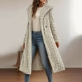 thumbnail image 4 of Fuzzy Long Coat for Womens Warm Long Sleeve V Neck Button down Casual Jacket Hooded Cardigan Fall Winter Outerwear with Pockets, 4 of 8