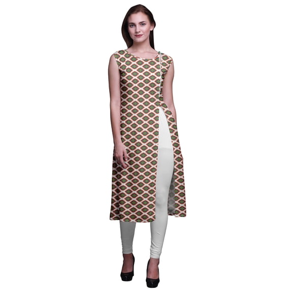 Bimba Printed Side Slit Straight Kurtis For Women Sleeveless Summer Kurta