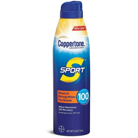 Coppertone Sport Continuous Sunscreen Spray Broad Spectrum SPF 100, 5.5 oz (Pack of 6)