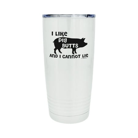 

ThisWear BBQ Mug I Like Pig Butts and I Cannot Lie 20oz Stainless Steel Insulated Travel Mug with Lid White