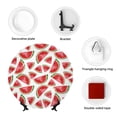 thumbnail image 4 of Wukai Hand Drawn Watermelon Print Decorative Plate for Display,Bone China Decorative Plate, Ceramic Dinner Plate with Stand, Vertical Ceramic Plate-8in, 4 of 6