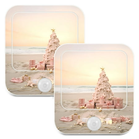

Beach and Gifts Christmas LED Motion Sensor Night Light Plug into Wall 2 Pack Auto Dusk to Dawn Adjustable