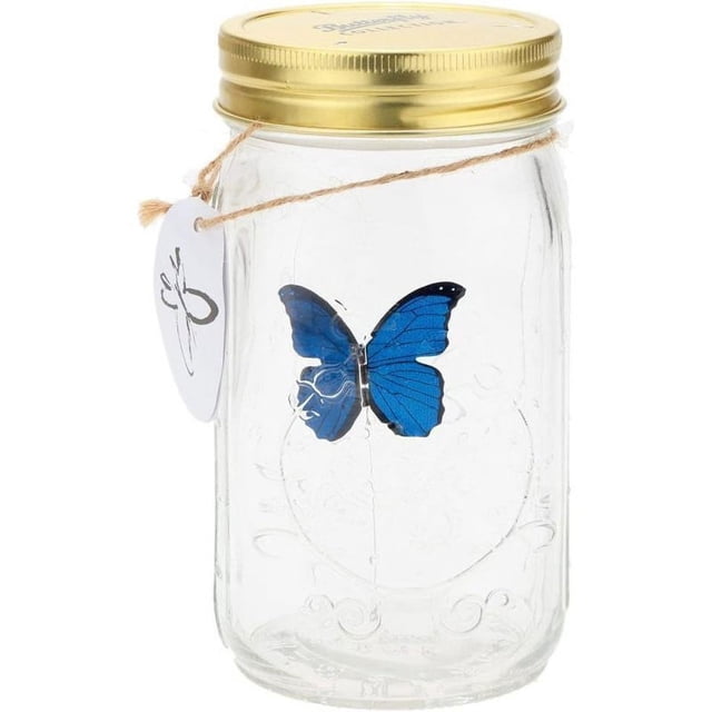 Mariposa en Frasco, Frasco de Mariposa Animada de Vidrio que se Mueve con Luz LED, Regalo Romántico para San Valentín, Decoración Navideña