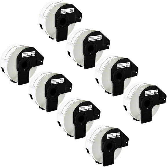GREENCYCLE 8 Pack Compatible for Brother DK-1201 Standard Address Paper Label Roll With Cartridge 1-1/7" x 3-1/2" (29mm x 90mm) White Labels For QL-560 QL-720NW P-Touch Label Printers