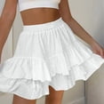 thumbnail image 7 of Hduncf Flowy Shorts for Women Mini Skirts High Elastic Waisted Tiered Smocked Ruffle Skirt Summer Casual Fashion Skorts White S, 7 of 7