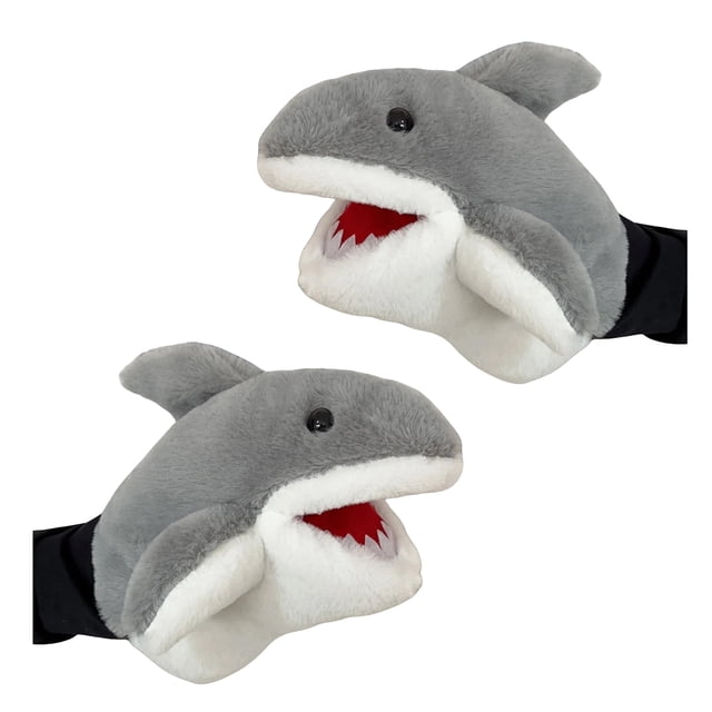 Marioneta de mano de tiburón de 11 pulgadas, peluche de animales del océano con boca móvil, juguete de tiburón de peluche suave para niños, juego de rol, regalo educativo.
