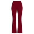 thumbnail image 3 of Qgtaibl Womens High Waisted Flare Yoga Leggings Crossover V Waist Tummy Control Bell Bottom Tights Stretch Slim Fit Non-See Through Sweatpants Wine XL, 3 of 4