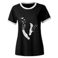 thumbnail image 4 of Pompotops Femmes Mode Décontractée Imprimé Col Rond Ample Manches Courtes T-shirt Haut Blouse Chandail Liquidation, 4 of 4