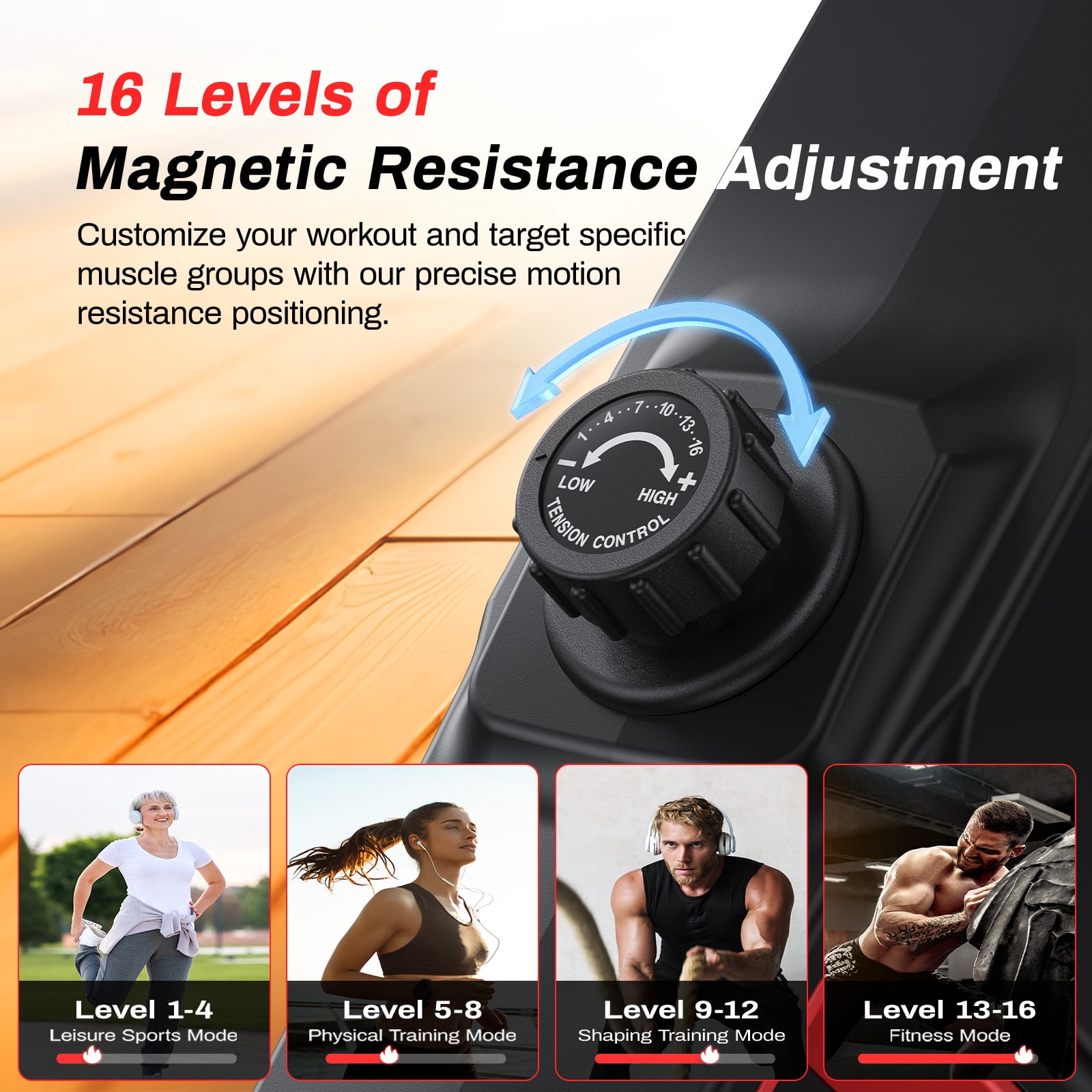 MERACH Magnetic Rowing Machines 350lbs Weight Capacity, Indoor Foldable with 16 Levels Resistance for Home Workout