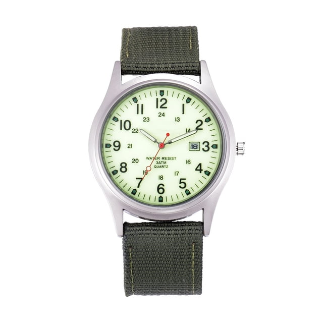 1 pieza de moda para hombre, reloj de cuarzo con calendario, esfera de lona, reloj de pulsera, reloj deportivo masculino duradero (verde claro)