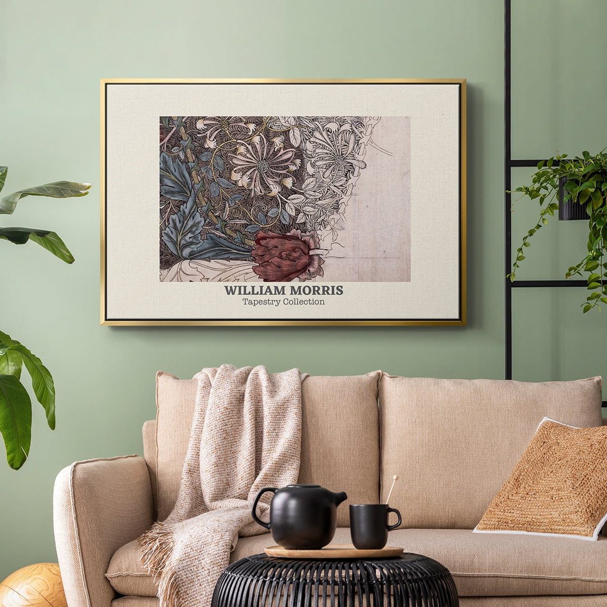 Vintage Abstract Print-XLI Framed in Gold Wood Gallery Wrapped Canvas 27 in. x 41 in.