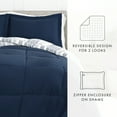 thumbnail image 3 of Noble Linens 3-Piece Navy Farmhouse Dreams ReversiblePrint Comforter Set, Full/Queen, 3 of 10