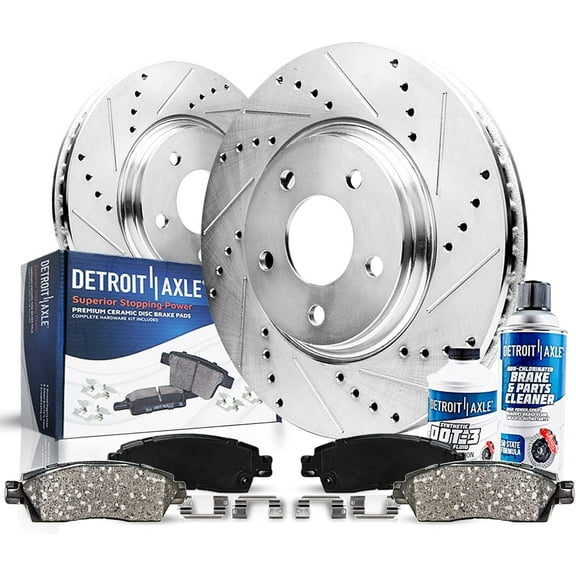 Detroit Axle - Front Drilled Slotted Brakes and Rotors Brake Pads Replacement for Ford Fusion Mazda 6 Fits select: 2006-2012 FORD FUSION SE, 2007-2012 LINCOLN MKZ