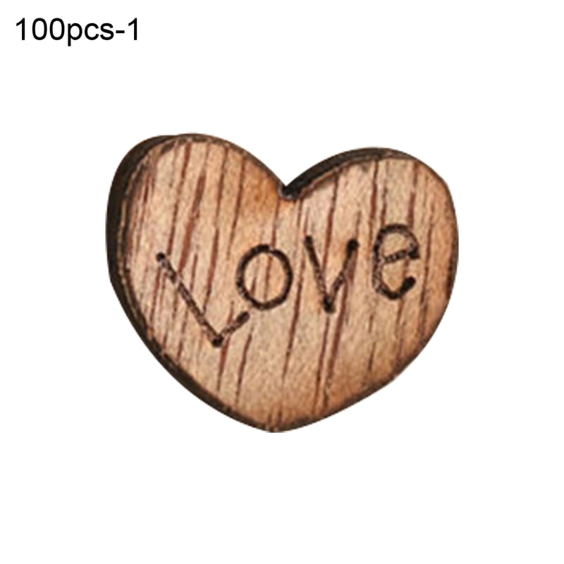 100pcs Rustic Wooden Love Heart Wedding Table Scatter Decoration Wood Crafts 