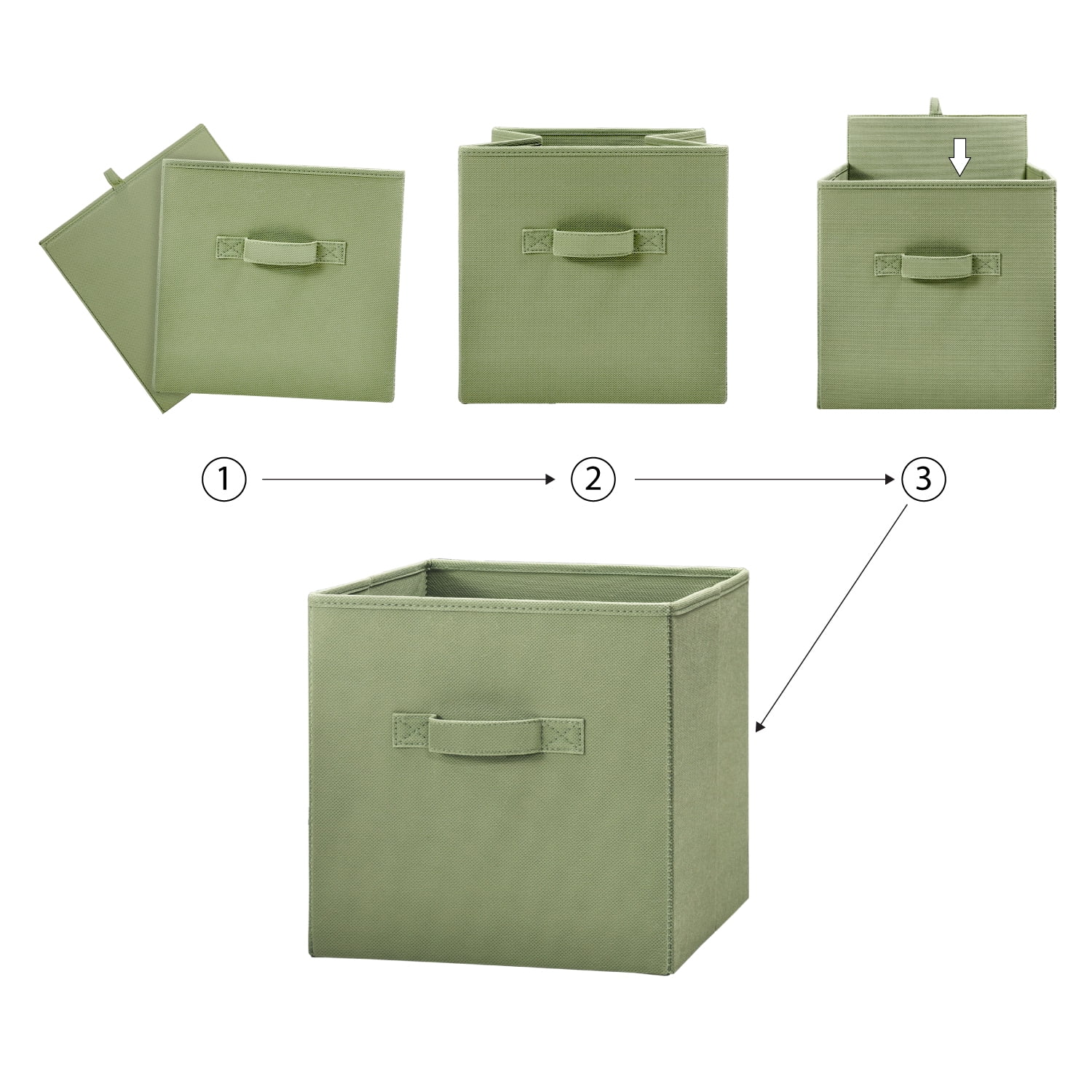 Mainstays Collapsible Cube Fabric Storage Bins, Olive Grove, 6 Pack