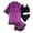 Purple, variant on Silky Robe Sets for Women Lace Short Sleeve Kimono Robe Crop Cami Tank Top Panty and Pajama Shorts 4 Piece Pjs Set