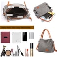 thumbnail image 3 of Canvas Tote Bag for Women，Overnight Carry-on Duffel Shoulder Bag, Big Opening Teacher Bag Gray, 3 of 5