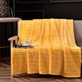 thumbnail image 6 of Bertte Plush Throw Blanket Super Soft Fuzzy Warm Blanket | 330 GSM Lightweight Fluffy Cozy Luxury Decorative Stripe Blanket for Bed Couch - 50"x 60", Yellow, 6 of 7