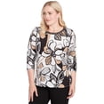 thumbnail image 3 of Alfred Dunner Womens Floral Leaf Embellished Top, 3 of 4