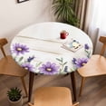 thumbnail image 5 of Purple Daisy Elastic Fitted Round Table Cover Retro Style Waterproof Outdoor Tablecloth for Holiday Party, Picnic, Patio & Dining Fits Tables Up to 55"-60", 5 of 8