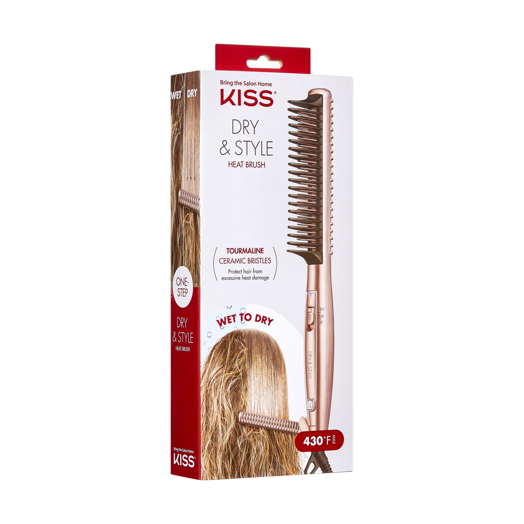 KISS Dry & Style Tourmaline Ceramic Ultra Lightweight Heat Dry Brush, Mixed Plastic Bristle, 1.19 lbs.