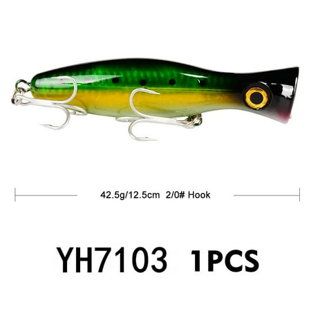 1 Pcs 13cm 43g Big Popper Fishing Lure Bait Pesca Treble Hooks Crank Bait 3D Eyes Artificial Hard Bait Carp Pike Fishing Tackle