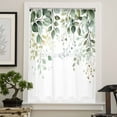 thumbnail image 4 of Eucalyptus Leaf Semi Sheer Curtains Drapes for Living Room, Bedroom, French Doors Window 63 Inches Long, Weeping Green Botanical Summer Rod Pocket Chiffon Curtain Drapery Voile Draperies Panel, 4 of 6