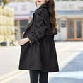 thumbnail image 4 of NTACZA Pea Womens Coats Dress Work Trench Black Lapel Collar Solid Long Sleeve Button up Coats Ladies Jackets L, 4 of 4