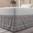 thumbnail image 1 of Mexican Print Bed Skirt, Rhythmic Ethnic Print of Pastel Curved Edges Motif, Elastic Bedskirt Dust Ruffle Wrap Around for Bedding Decor, 4 Sizes, Pale Eggplant Coral, by Ambesonne, 1 of 2