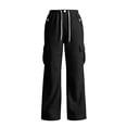 thumbnail image 6 of Womans Sweatpants Ndbuld Women's Casual Solid Color Drawstring Elastic Waist Sweatpants Cuffed Side Pockets Pants Black L, 6 of 7